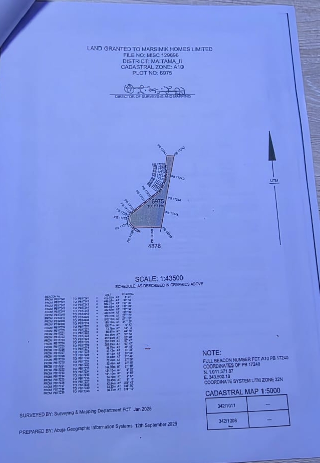 Serial Plots 100 Hectares each  MAITAMA 2 Mixed Use Comprehensive Development