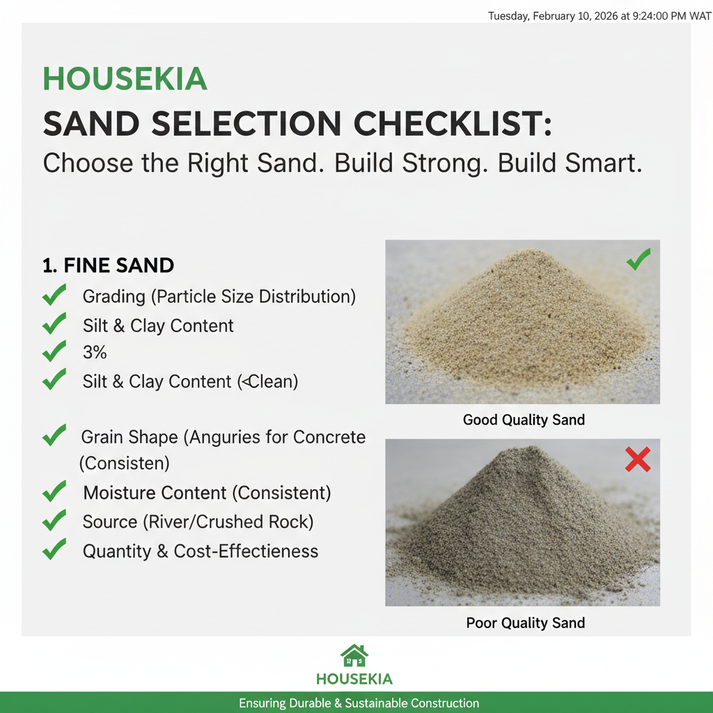 Housekia Sand Selection Checklist